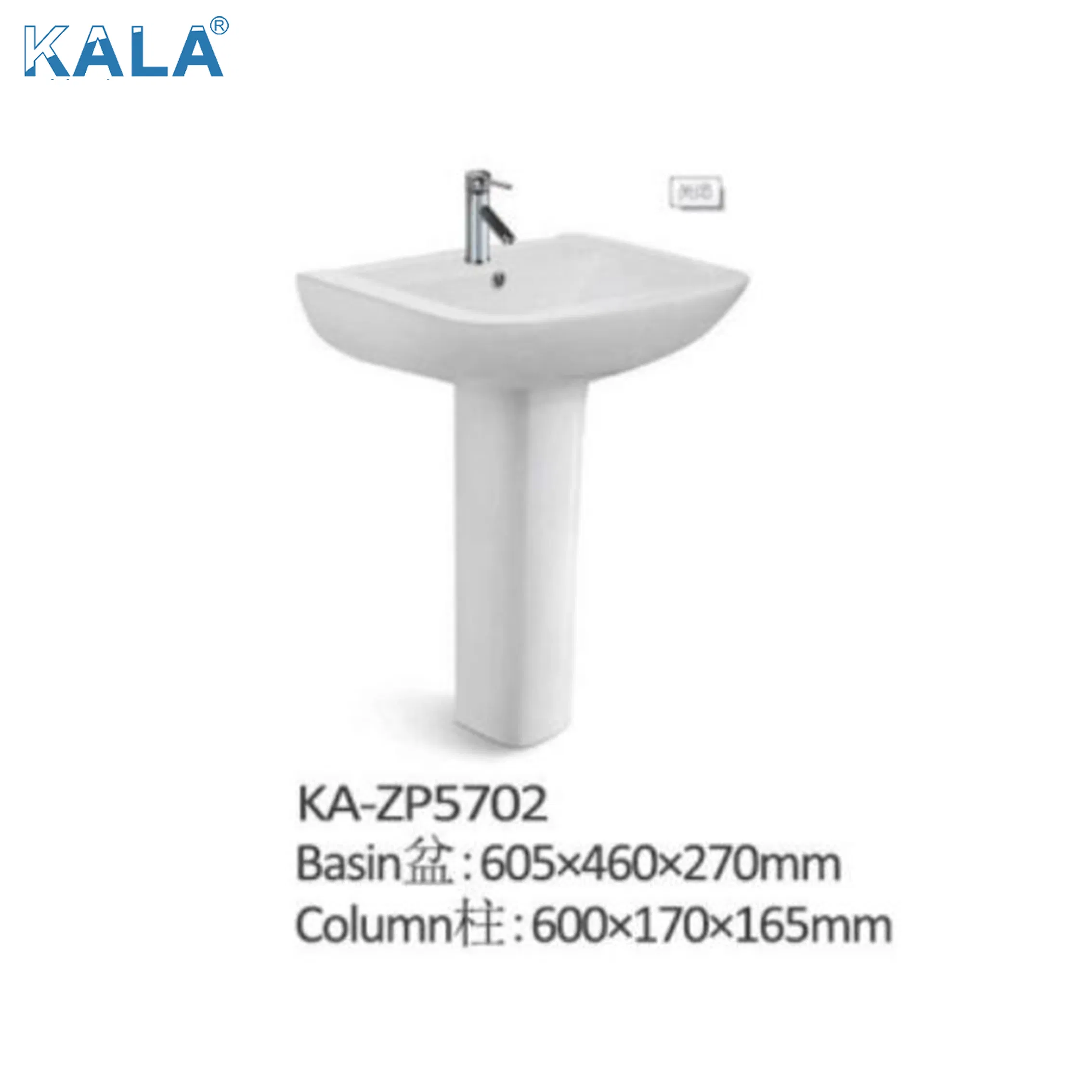 Solid Surface Easy Cleaning Ceramics Hand Face Wash Basin with Pedestal