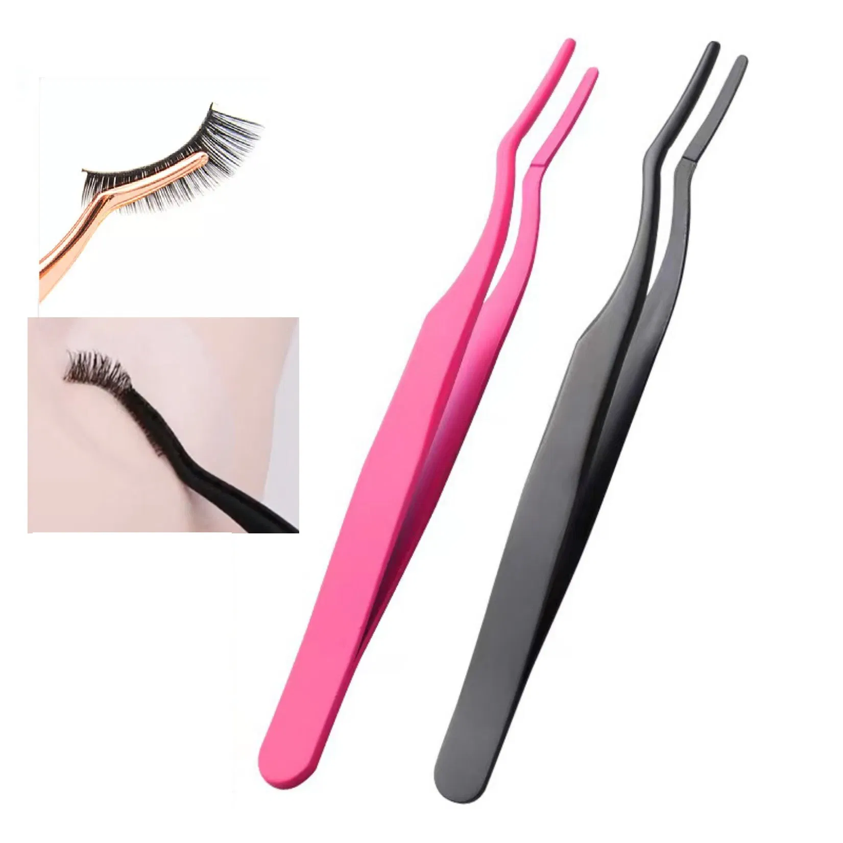 Eyelash Extension Tweezers Straight and Curved Tip Eyelash Applicator Tool Stainless Steel Quality MOQ 50pieces