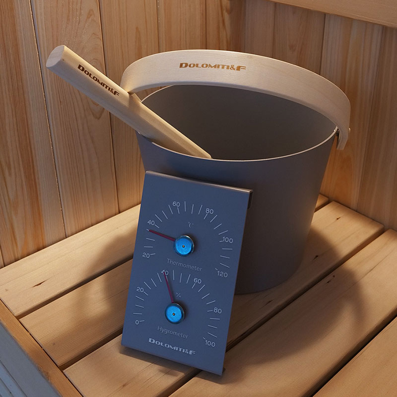 Sauna Bundle 4-Piece Accessories Bucket Ladle Thermo-Hygrometer & Timer