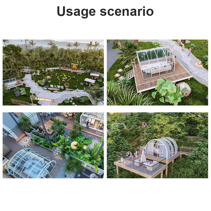 Beach Glamping Sunroom Semicircular Motorized Retractable Roof Interior Lighting and Shading Luxury Resort Rooms Sunroom