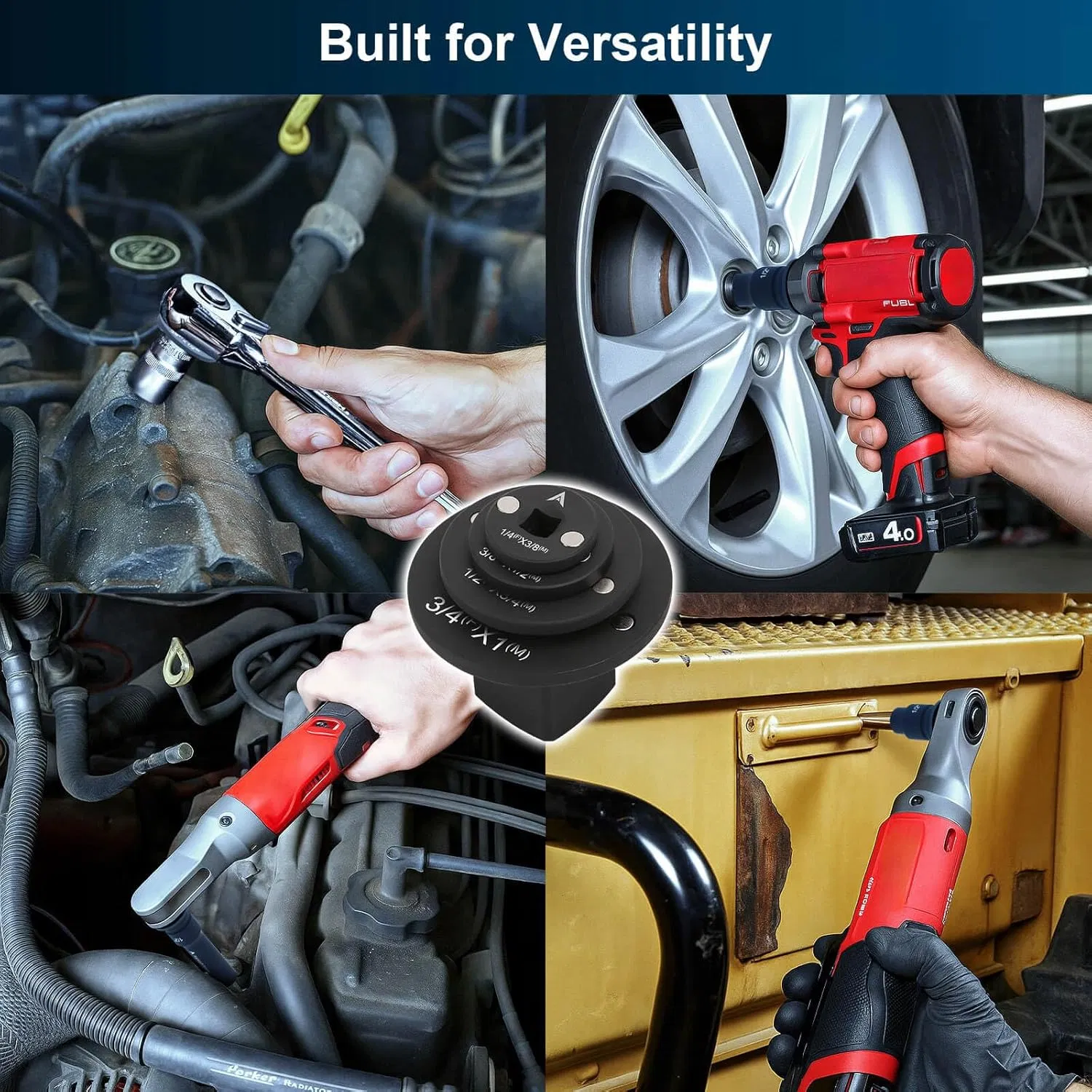 Набор низкопрофильных переходников для ударного гайковерта (4 шт)