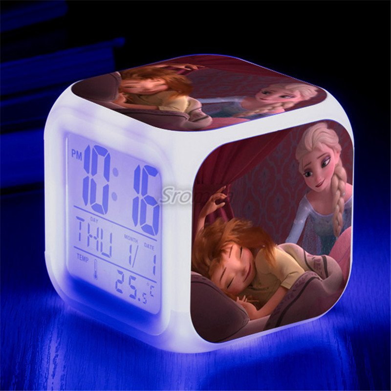 Newest Alarm Frozen LED Clock Frozen Elsa Anna Digital Color Change Clocks