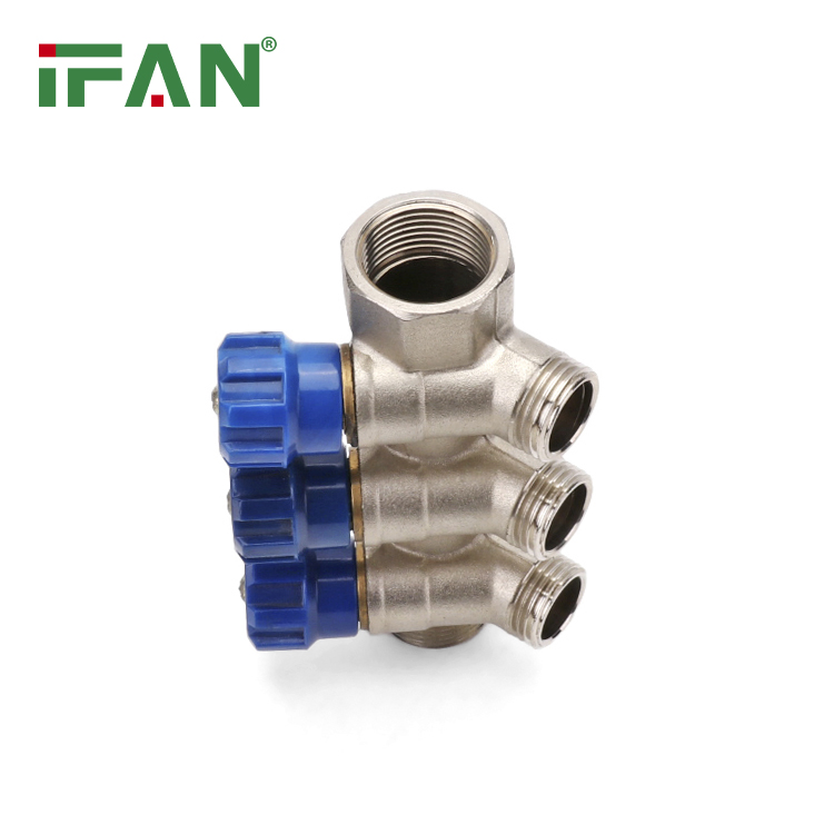 Ifan Factory Price GB-T 18992 Brass Manifold OEM 3/4"-1" Pex Pipe Manifold Blue Handle Under Floor Heating Manifold