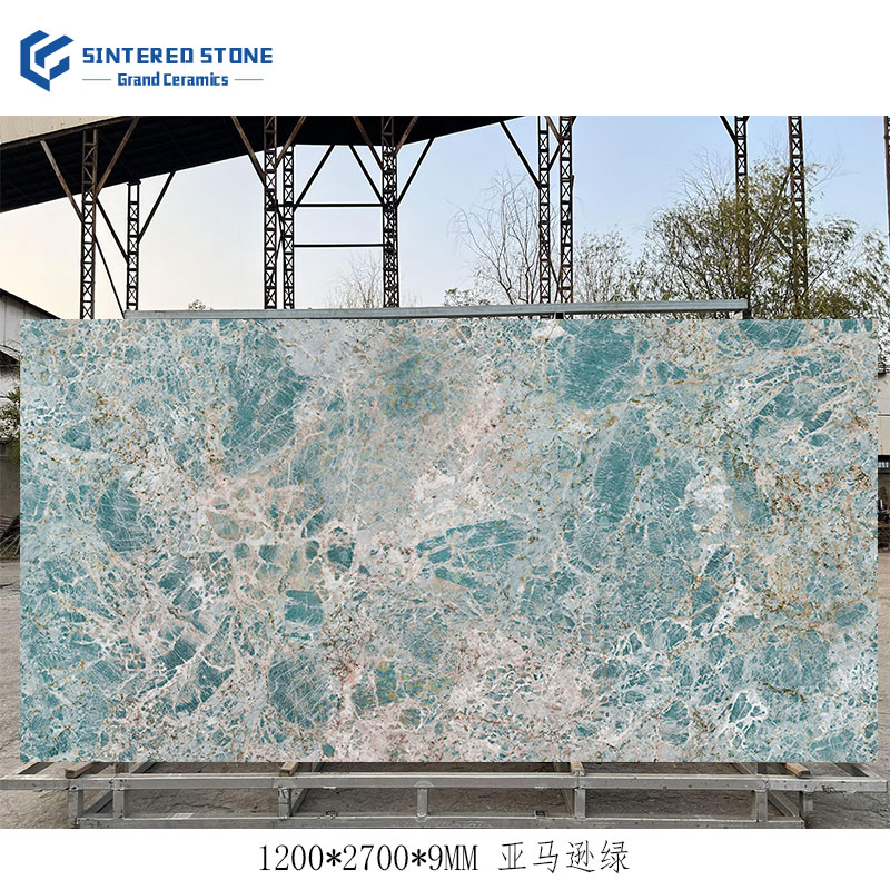 Custom Kitchen Sintered Stone 9mm Glossy for Amazon Green Large Size Bedroom Landscape Living Room Hall Outdoor Dining