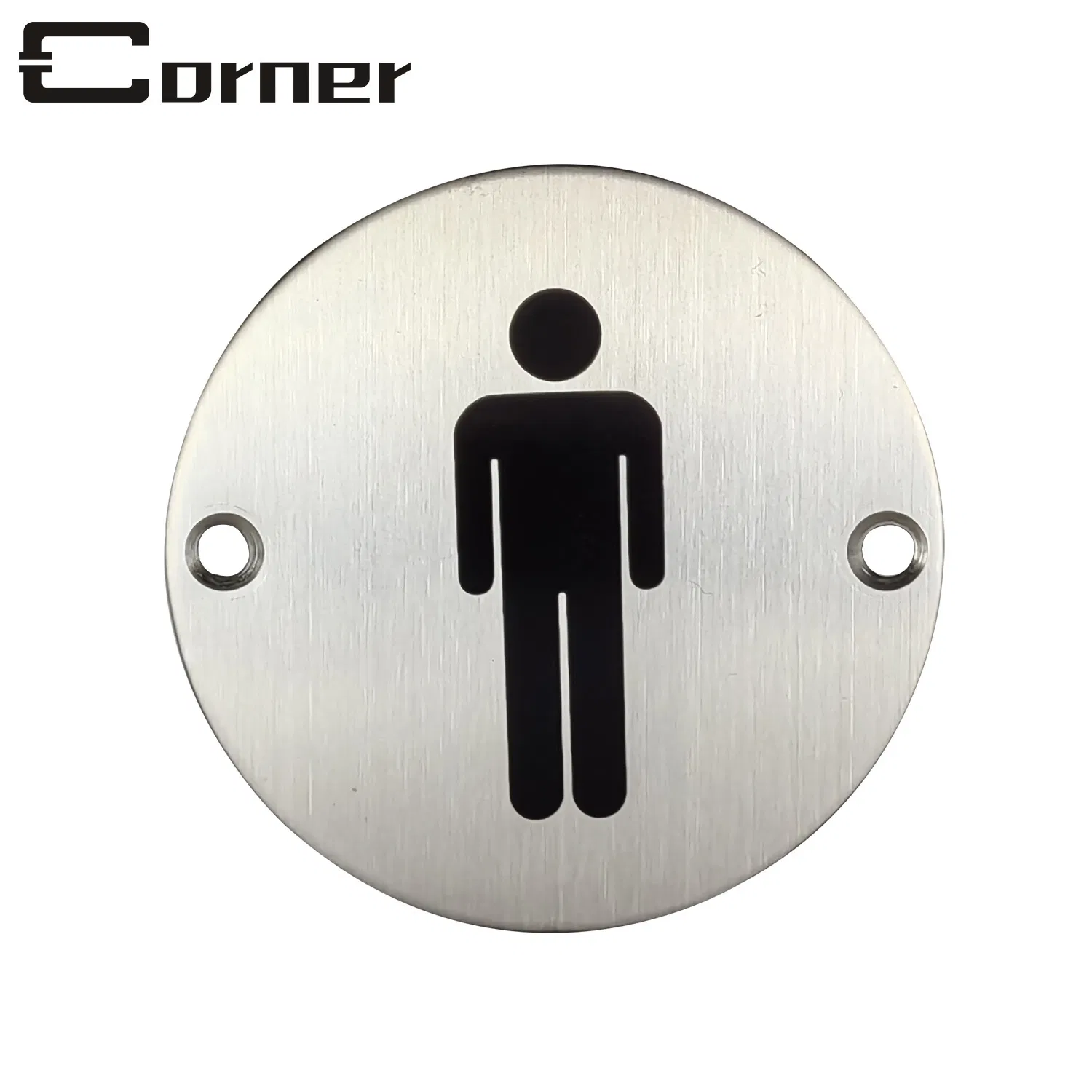 1.2mm Thickness Etching Stainless Steel Round Silk Print Restroom Door Sign Plate for Public Area