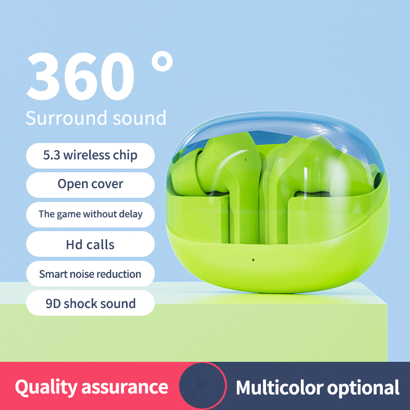 TM30 New Transparent Tws Bt Earbuds HiFi Stereo in-Ear Sports Headset with Noise Cancelling Touch Control LED Indicator