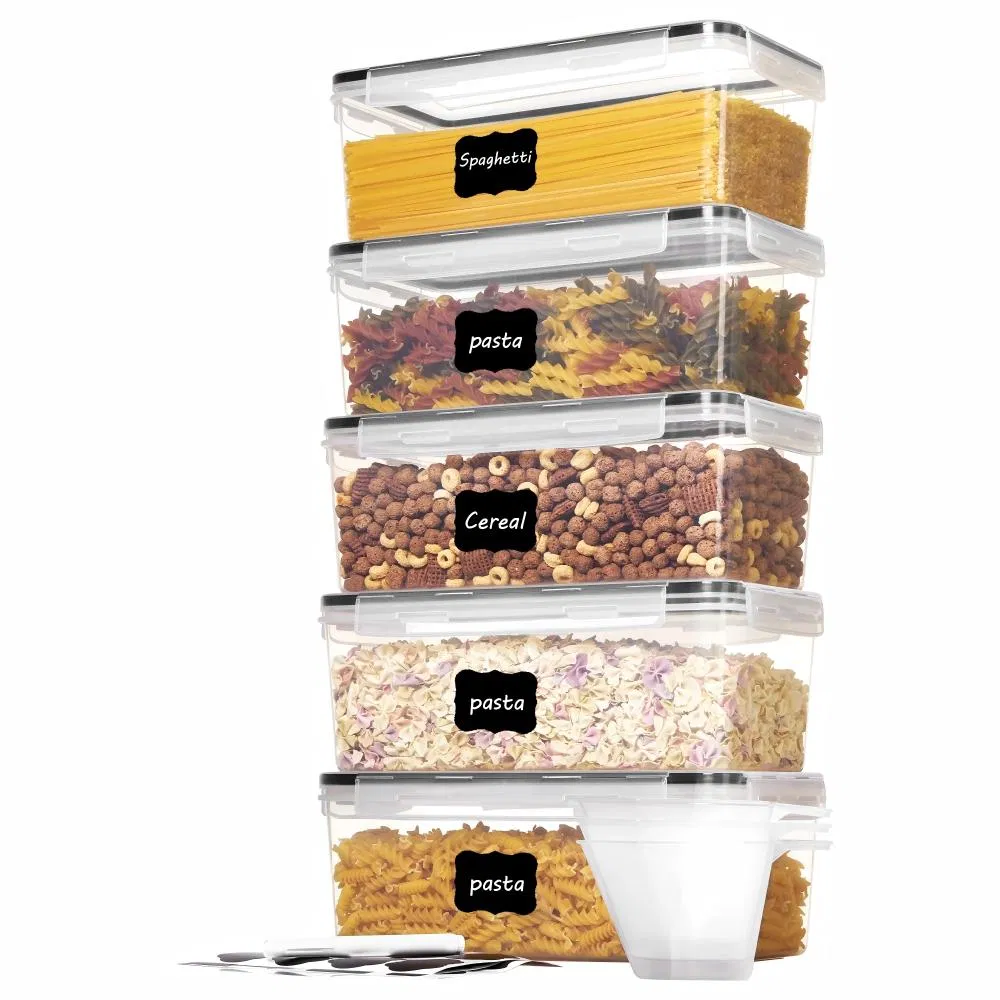5pack Modern Design Kitchen Food Storage Container Food Grade Plastic Container Airtight Kitchen Box Organizer