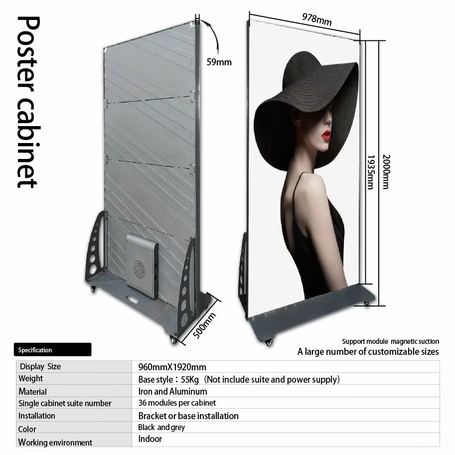 Full-Color Video Panel Indoor Outdoor Mirror Screen Poster LED Display