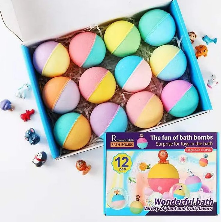 Online Wholesale and Retail 12PCS Kids Organic Small Surprise Bubble Bath Toy Love Bath Bomb