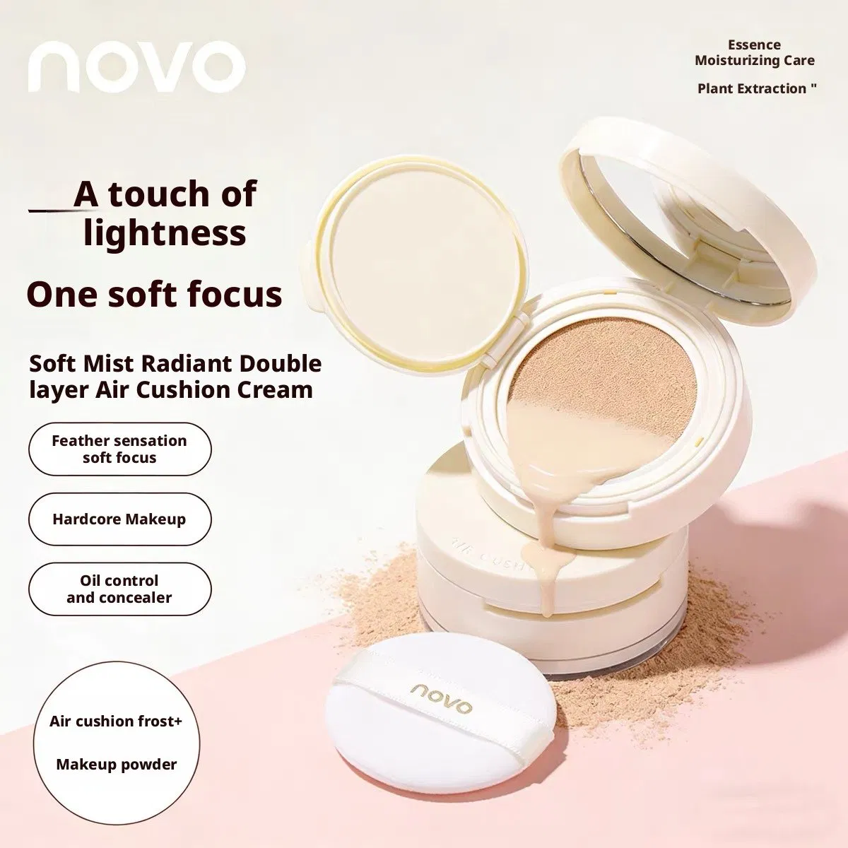 Customizable Buildable Coverage Dual Layer Cushion Powder Matte Finish Face Foundation