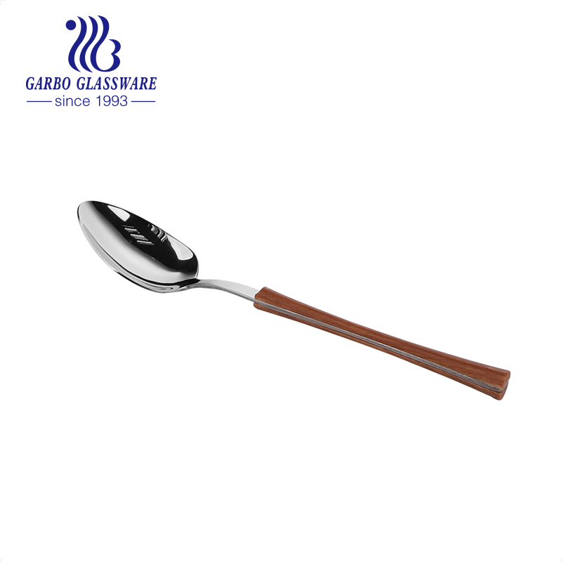 Modern Luxury Plastic Handle Gold Plating Food Safe Stainless Steel Knife Spain Polished Brown Wood Effect Knife Stainless Steel Cutlery Flatware Dinnerware