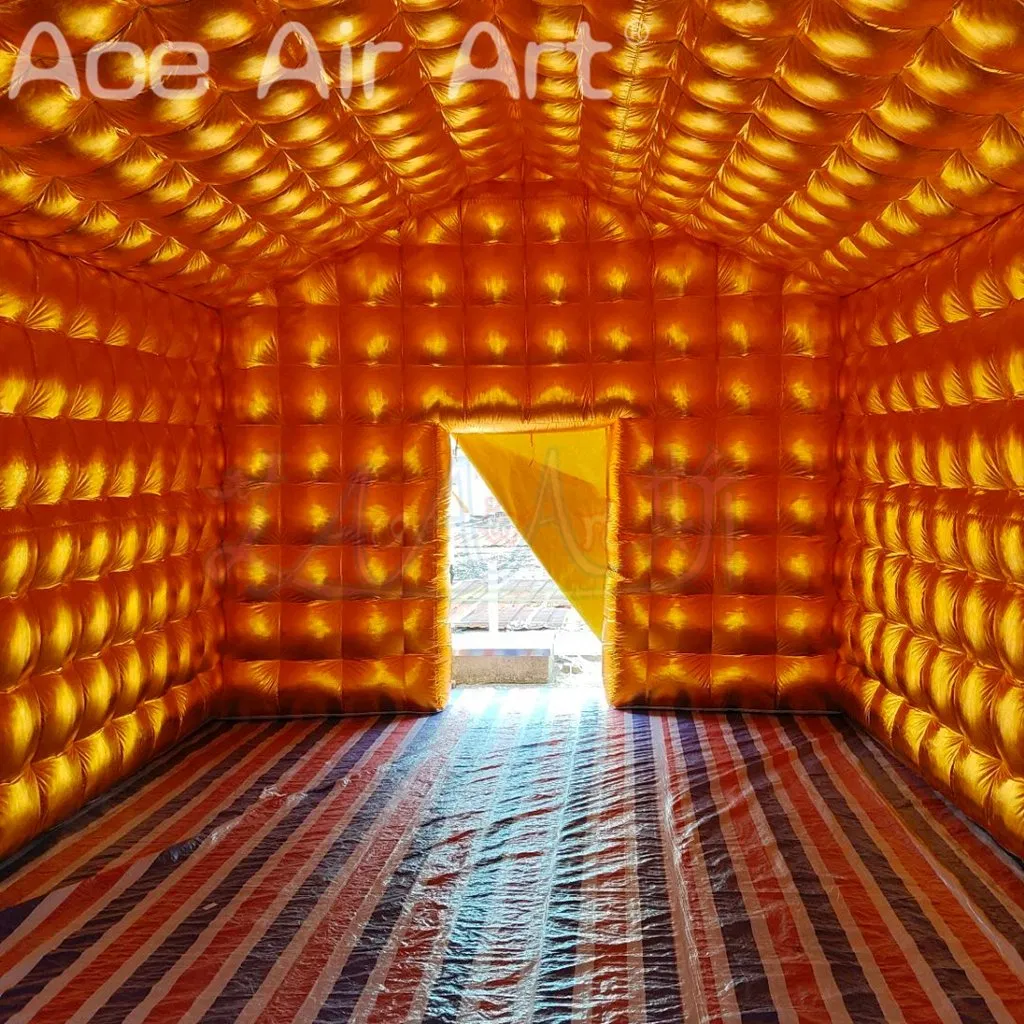 Portable Golden Disco Inflatable Nightclub Blow up Party Tent Inflatable Nightclub with 2 Doors for Outdoor Event