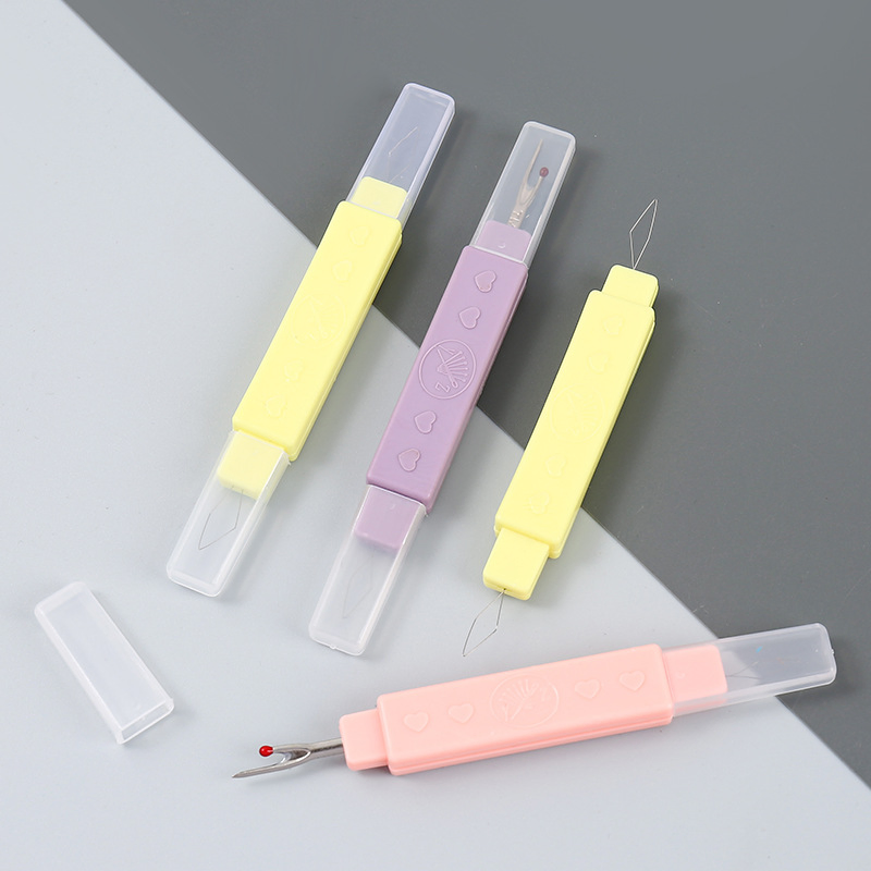 Portable Double-Ended Needle Threader Seam Remover Two-in-One DIY Sewing Accessory with Lead Threader Extender
