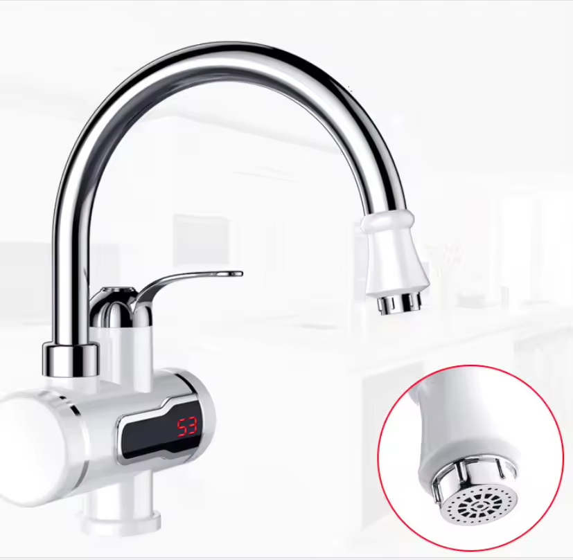 110V Stainless Steel Instant Electric Hot Water Heater Mixer Kitchen Faucet Tap