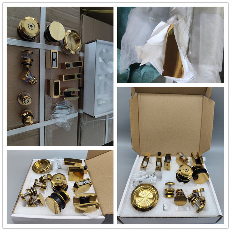 Golden Bathroom Glass Sliding Door Roller Whee Land Clamp Fittings Accessories Kit