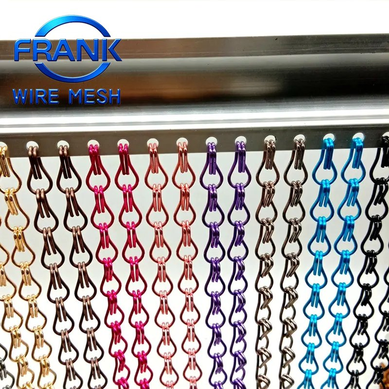 Colorful Aluminum Double Hooks Chain Link Fly Screen Metal Mesh Curtains for Background Wall Decoration