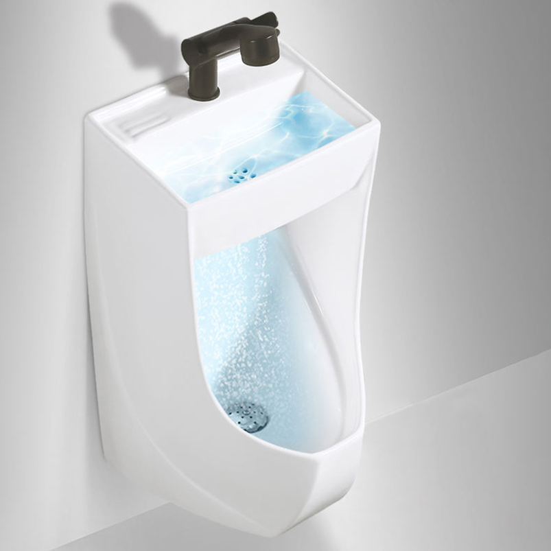 Modern Bathroom Men's Wall-Mounted White Ceramic Toilet Bowl Basin with Gravity Flushing and Sensor Urinal