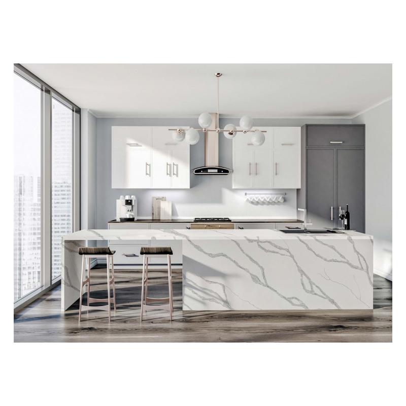 Chinese Supplier Low MOQ Artificial White Quartz Solid Surface for Countertops Vanity Tops