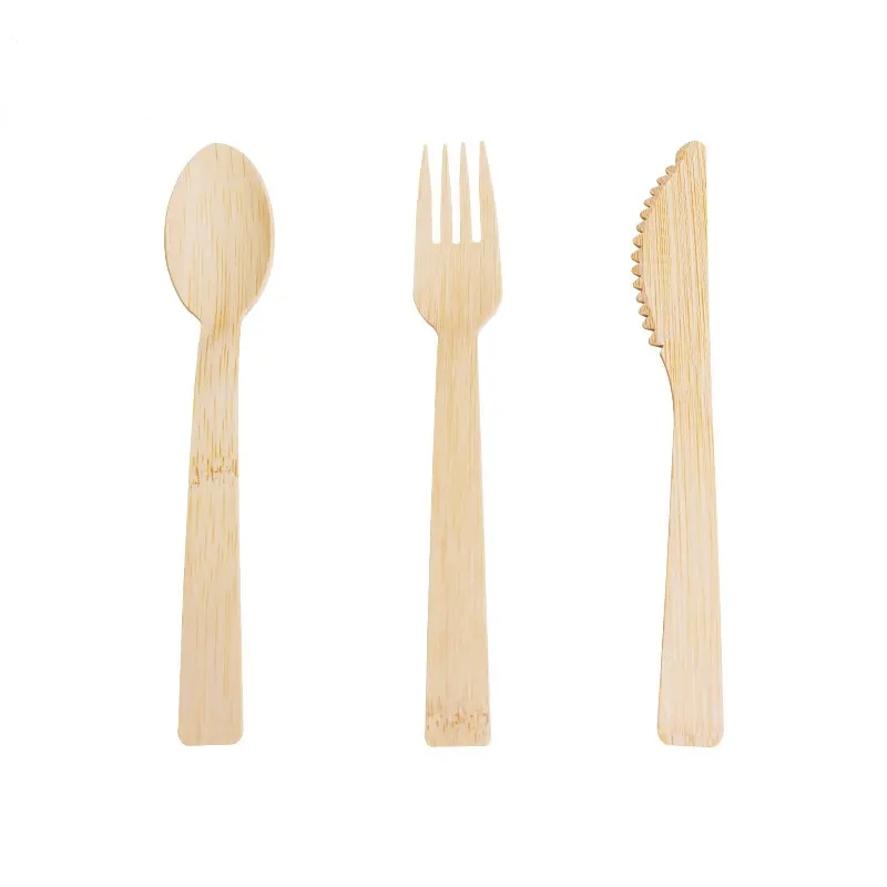 Bio-Degradable Factory Bamboo Knife Spoon Fork Tableware Kit Bamboo Cutlery Set