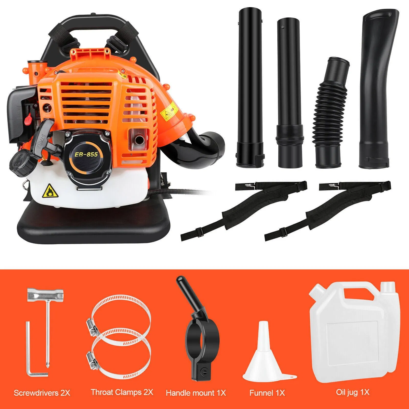 43cc 2-Stroke Cordless Petrol Leaf Blower Air Cooled Engine Garden Yard