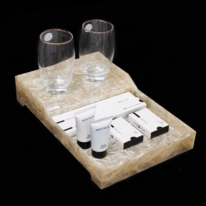 Elegant 5 Star Hotel Restaurant Tea Shop Use Water Texture Acrylic Services Amenities Tray