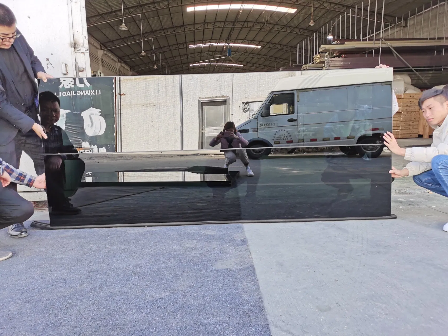 Black Reflected Glass Automatic Remote Control Over Head Metal Aluminum Glass Panel Garage Door