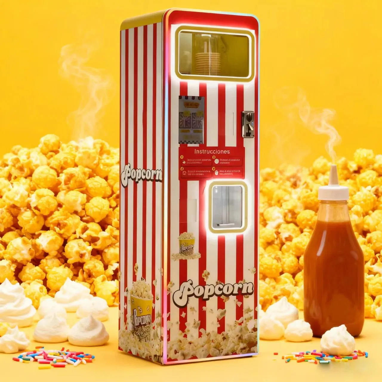 Automatic Snack Machine Coin Bill Credit Card Operated Removable Popcorn Vending Machine in Cinema