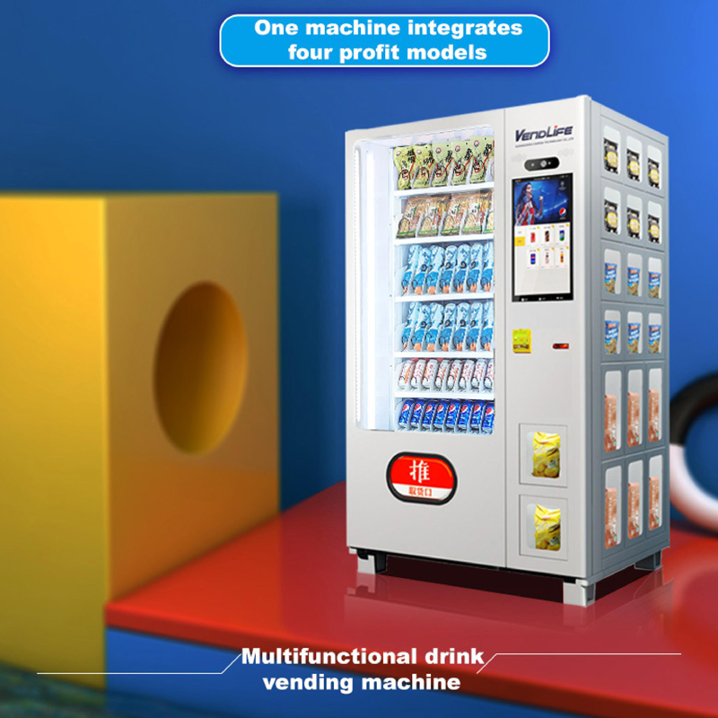 Factory Price Touch Screen Food Beverage Refrigerated Vending Equipment 24 Hours Smart Automatic Snack Cold Drink Combo Vending Machine for Sale Coin Operated