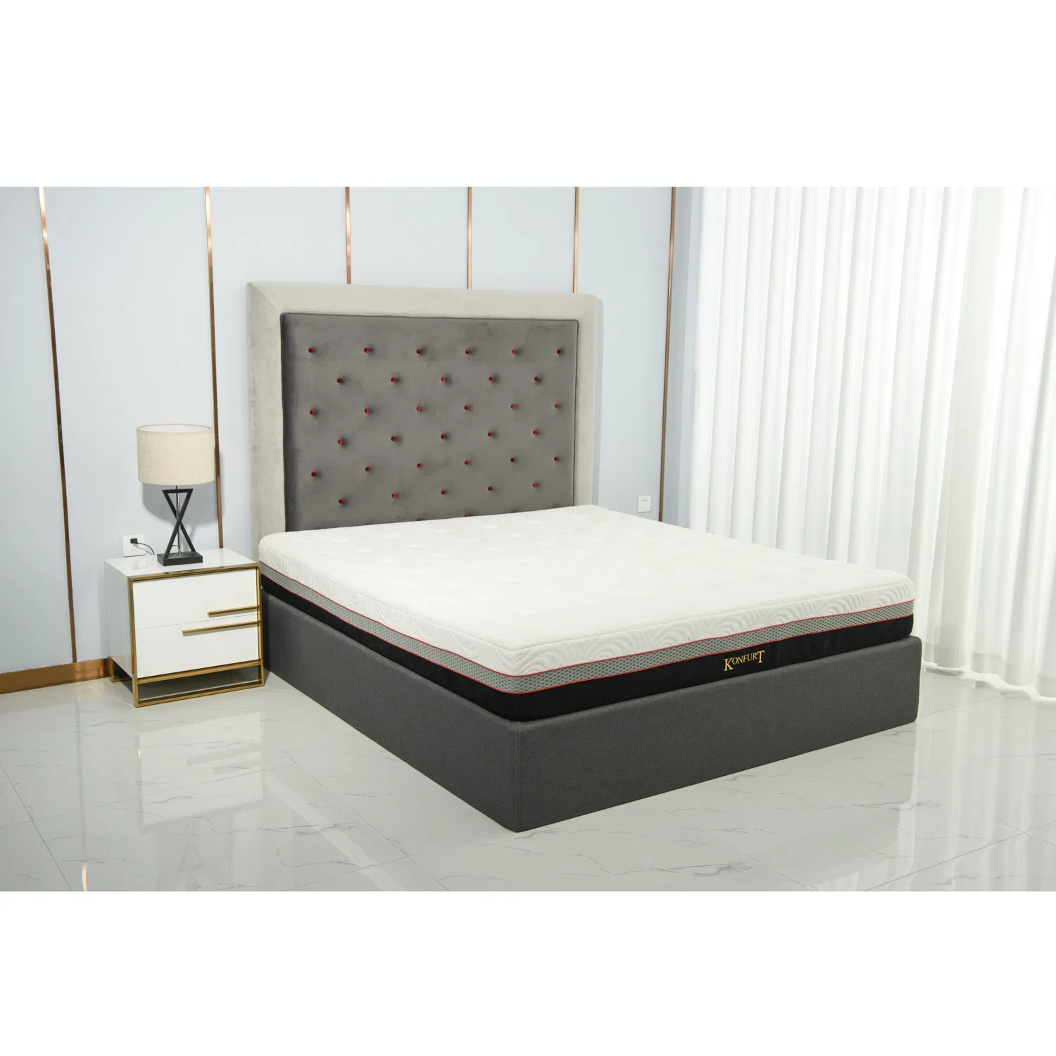 Euro Top King Size Hybrid Pocket Coil Spring Memory Foam Mattress
