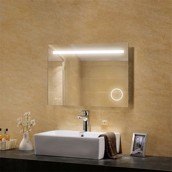 Wall Mounted Touch Sensor Bluetooth Bathroom Vanity LED Mirror with Magnifier