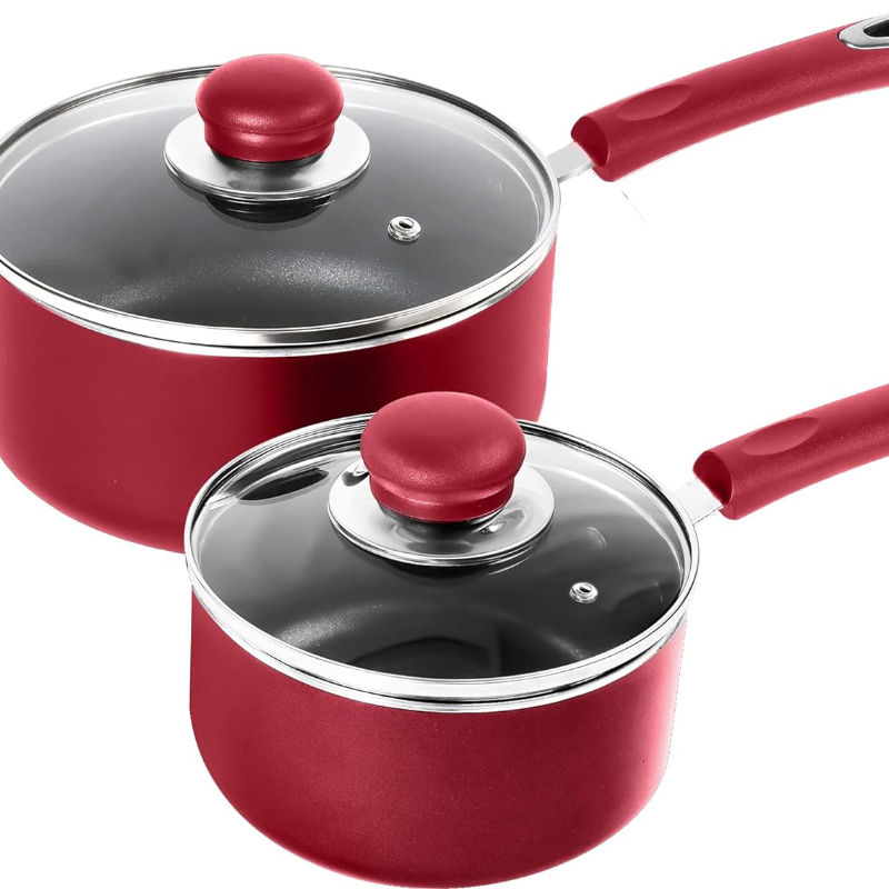 Best Selling High Quality kitchen Pot Non-Stick Grey Red Pan with Lid for Steak Cooking Stewing kitchen Pan