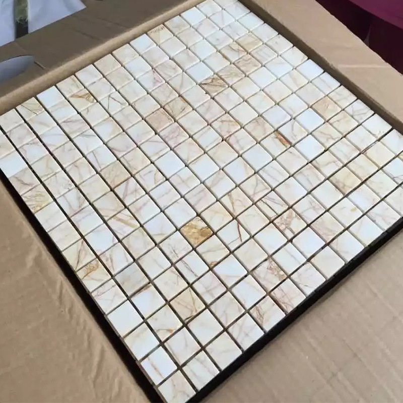 Golden Spider Marble Stone Mosaic Tiles Kitchen Backsplash Bathroom Wall Cladding Flooring Swimming Pool