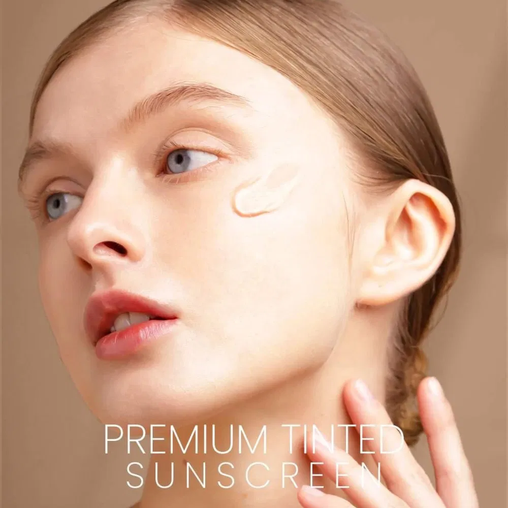 Private Label Vegan Mineral Skin Care Squeeze Tube Broad Spectrum SPF 50 Make up Tinted Sunscreen Cream