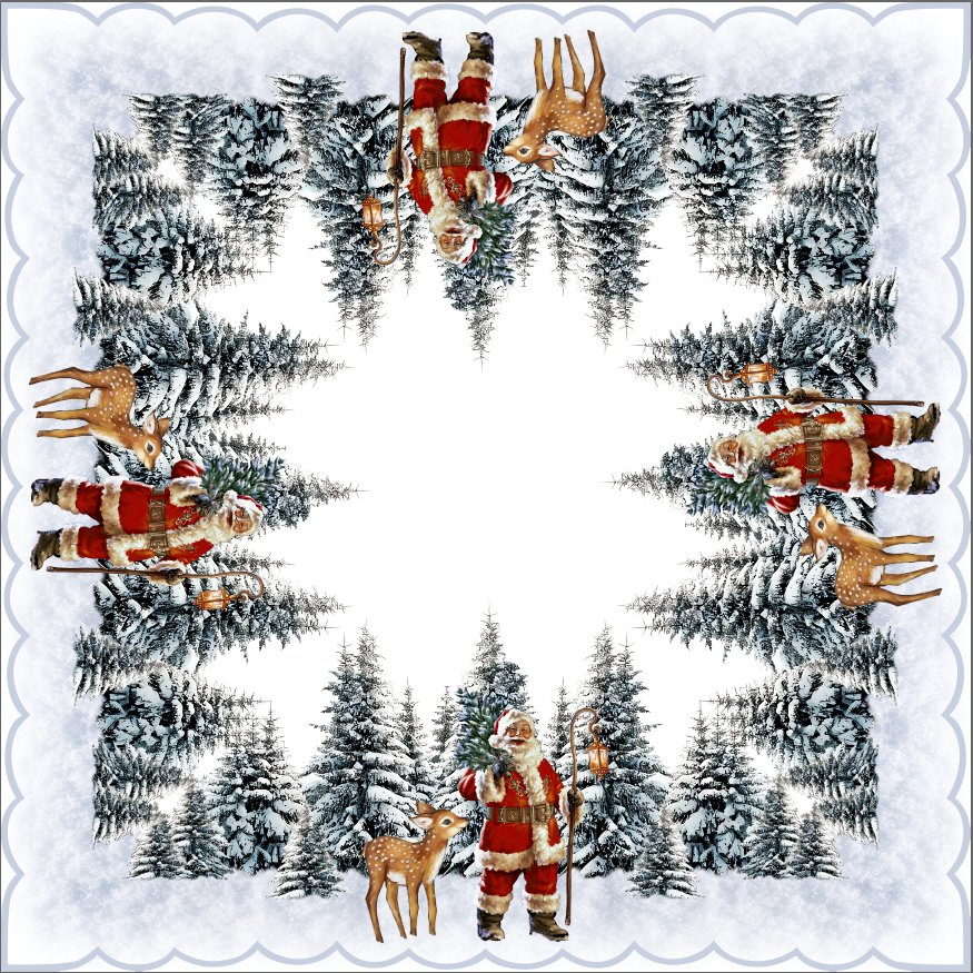 Winter Forest Santa Claus and Deer Baby Printing Tablecloth