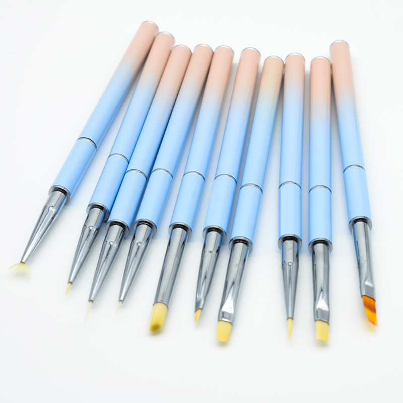 Guyo Metal Handle Nylon Nail Brush Set for Nail Art