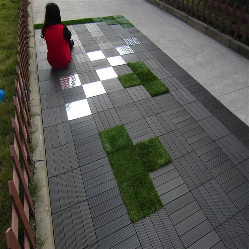 Outdoor Wood Grain Deep 3D Embossing Wood Plastic Composite WPC Deck Tiles