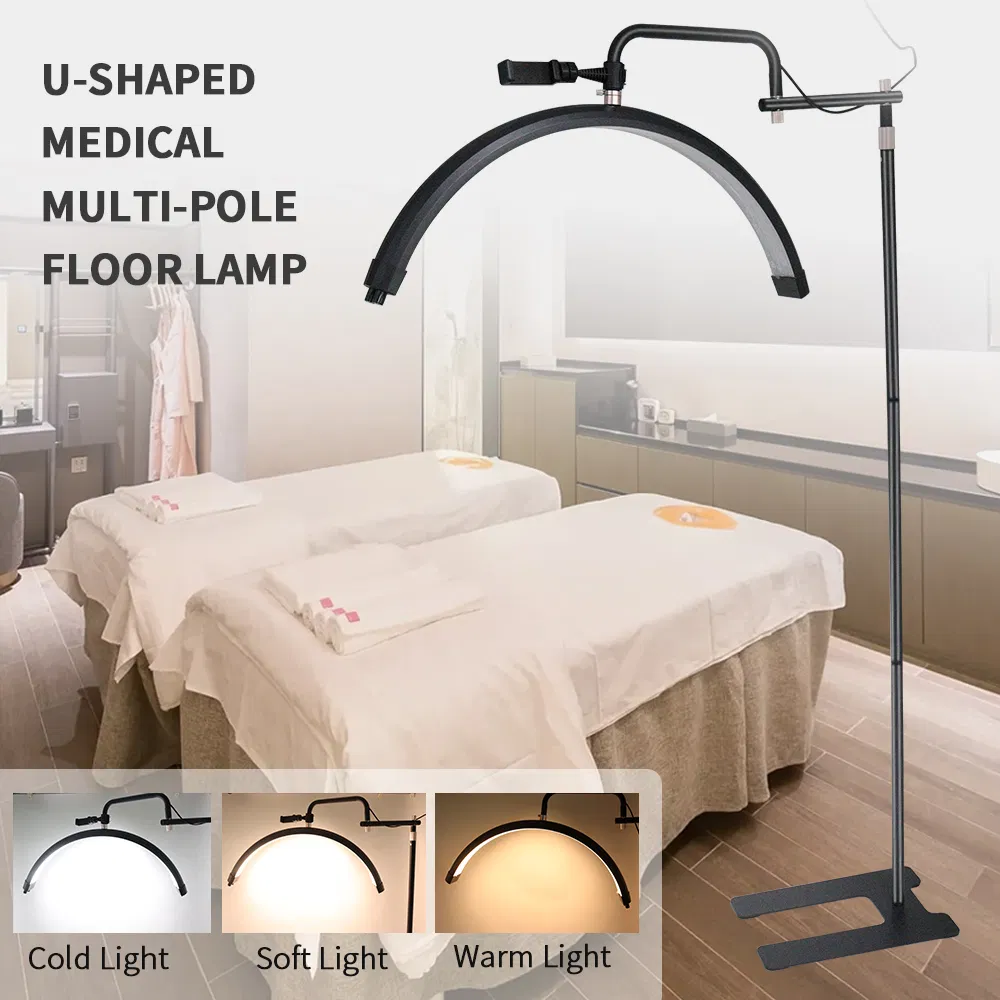28-Inch Half-Moon Beauty LED Lamp&U-Shapde Medical Multi-Pole Floor Lamp for Beauty Salon