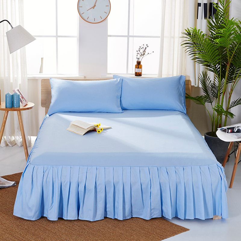 Wrap Around Bed Skirt with Adjustable Elastic Belt Solid Color for Queen, King and C-King Size Bed Bed Skirt