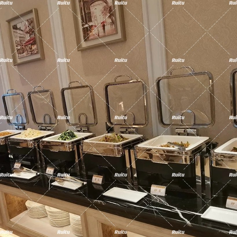 Catering Buffet Euiquipment Hotel Restaurant Chaffing Dises Food Warmer Chafer Stacking Stainless Steel Stackable Chafing Dish Trolley