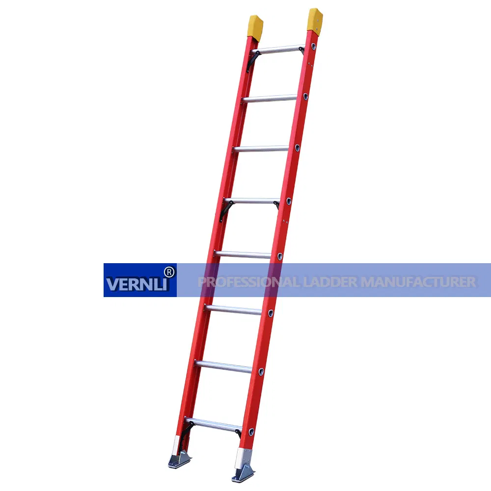 Factory Direct Sale 8f Red Color Fiberglass Single Leaning Ladder Type Iaa