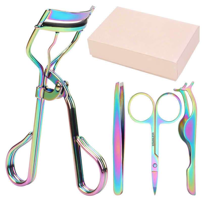 Heated Eyelash Curler with Tweezers Set Eyelashes Applicator