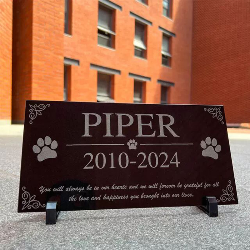 Personalized Memorial Plaque Pet Black Granite Grave Marker for Cemetery Decoration