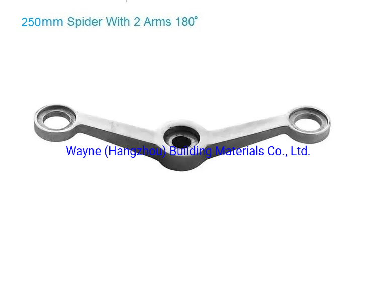 250mm Stainless Steel Glass Spider with 2 Arms 180° Glass Fitting Hardware