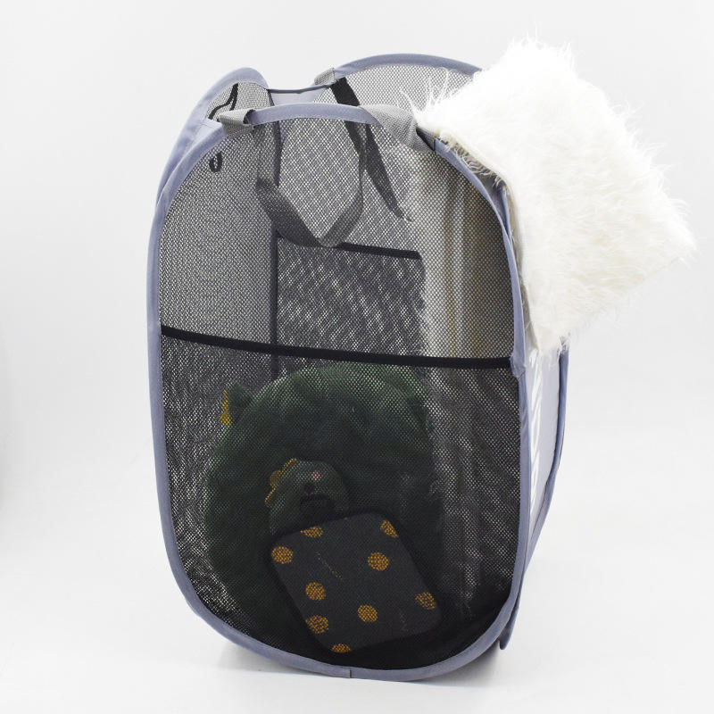 Mesh Hampe Handy Laundry Basket Mesh Foldable for Cloth Washing