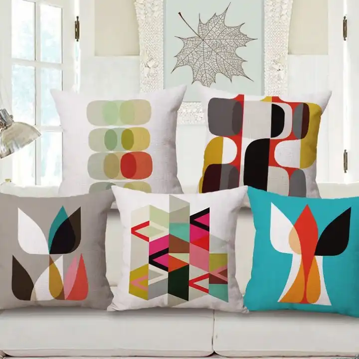 Latest Yellow Pillow Cover Linen Printed Holiday Home Living Room Sofa Decoration Pillowcase Cushion Cover