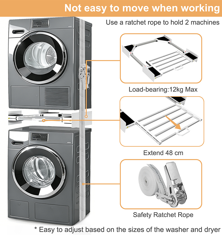 Washer and Dryer Stacking Kit: Universal Stacking Kit with Pull-out Drying Rack for Laundry Room - Fits Most 24" to 29" Washers & Dryers