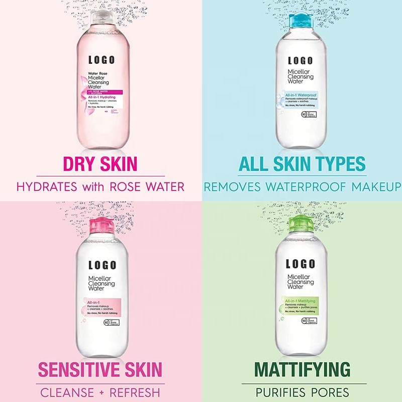 Natural Micellar Cleansing Water All-in-1 Water Based Vegan Face Clean Makeup Remover Cleansing Water and Oil Mix