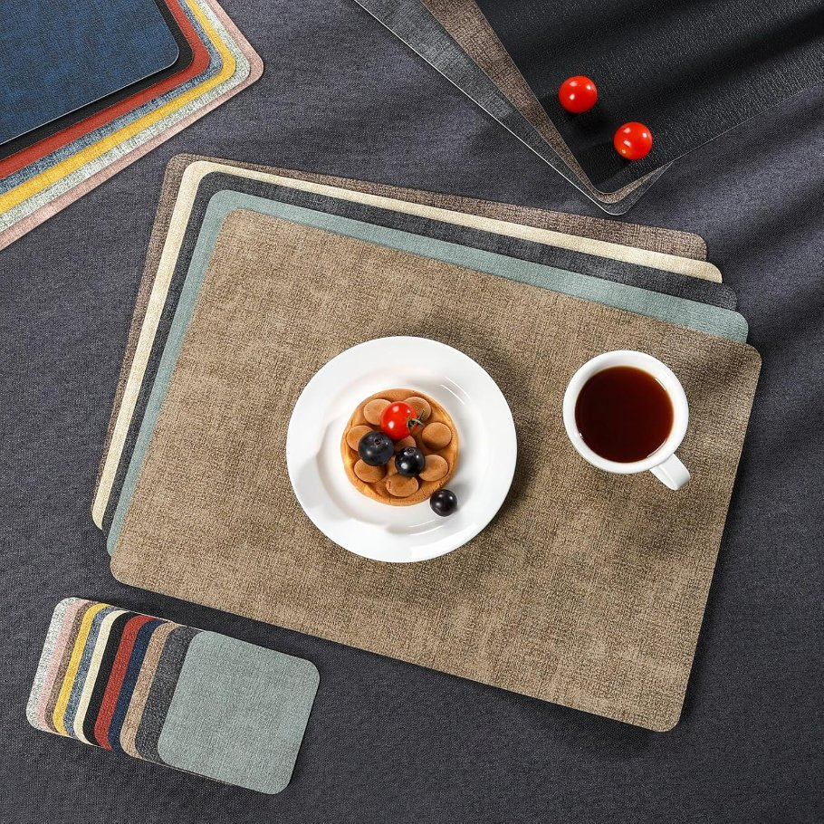 European Environmentally Friendly Western Non-Slip Placemats Faux Leather Place Mat