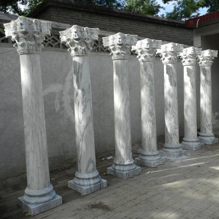 Indoor Decoration Natural Round Marble Column Roman Column