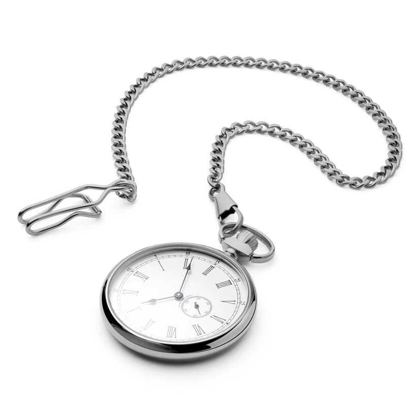 Custom Mens Womens Stainless Steel One Piece Pocket Watch with Chain (45.5mm)